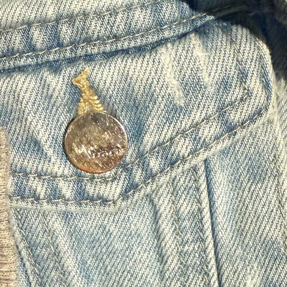 Tractr Denim distressed/Grey Fleece Hooded Jacket (remvble hoodie) Size S (4/5) - Picture 5 of 8